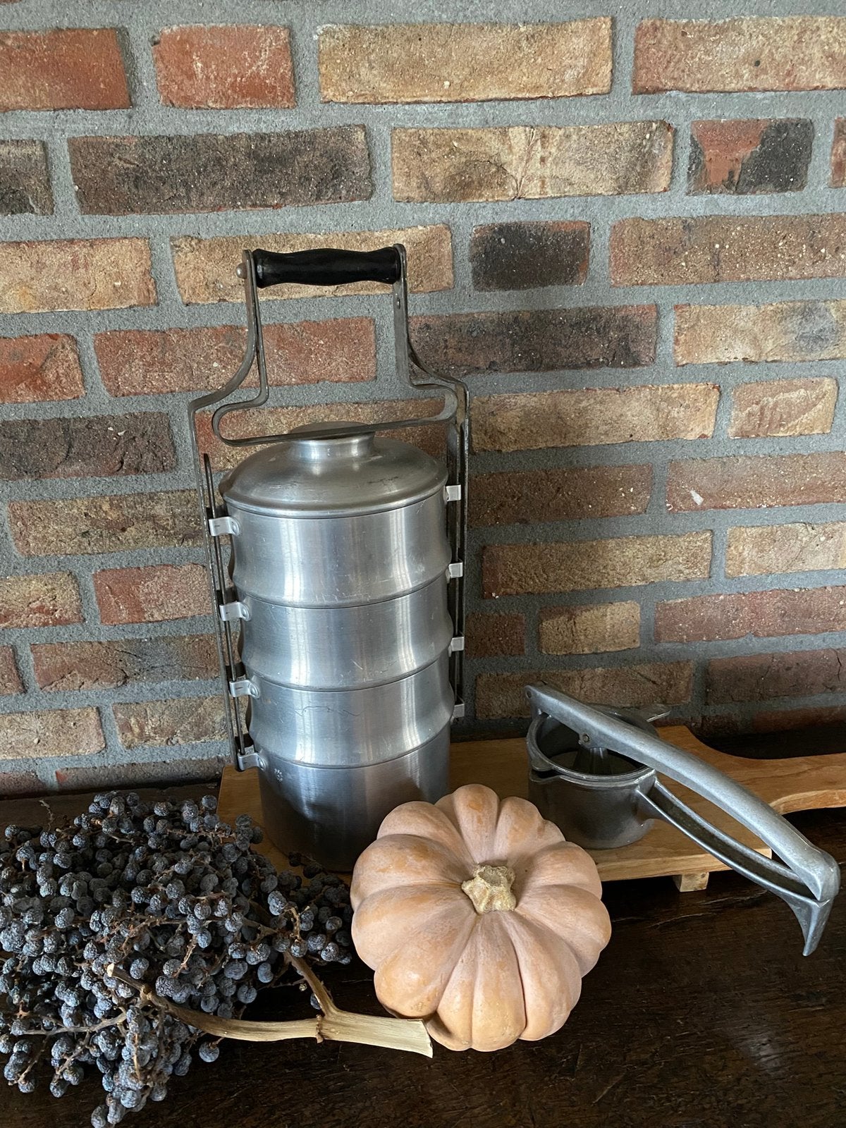 Vintage aluminium stapelbare etensdrager (Henkelmann), Ophalen of Verzenden