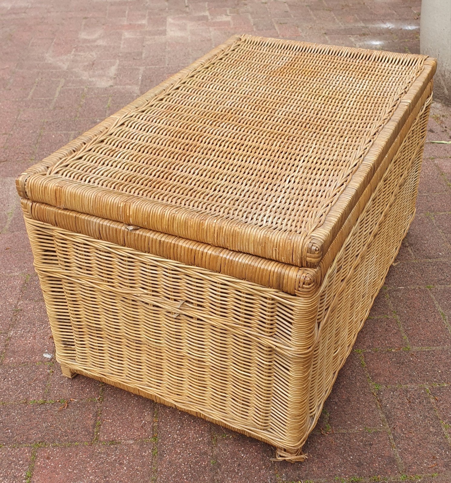 Rieten dekenkist opbergkist mand, Huis en Inrichting, Woonaccessoires | Schalen en Manden, Ophalen, Gebruikt, Rechthoekig, Riet