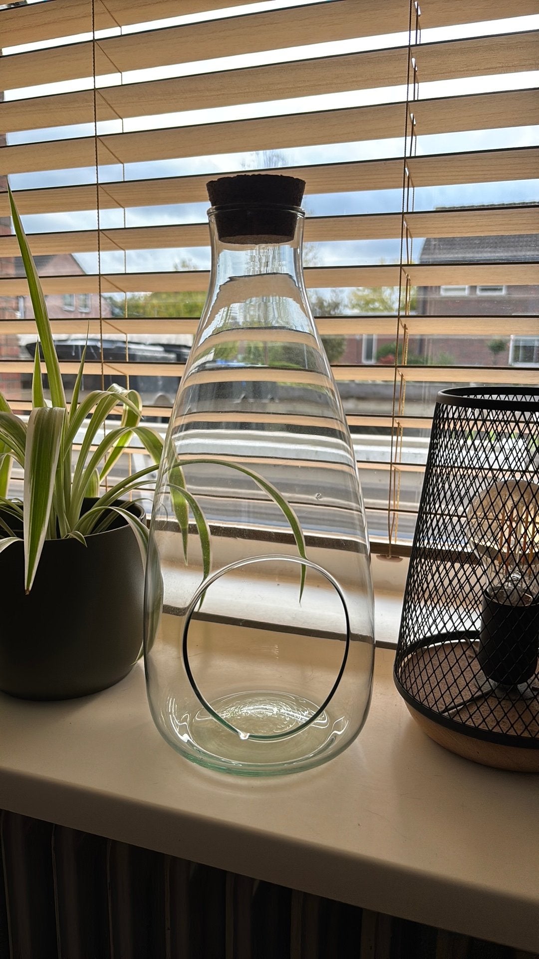 Leuke decoratieve glazen vaas, Ophalen, Transparant, 35 cm, Glas