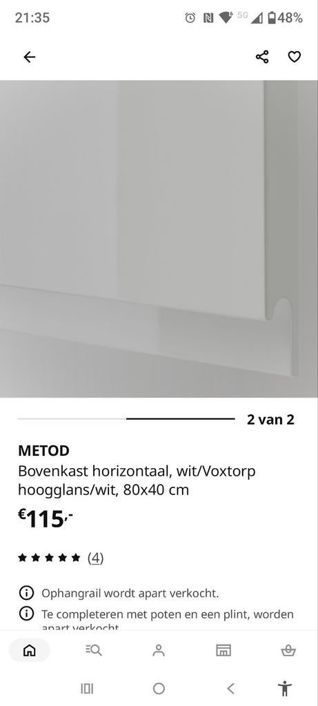 Ikea Metod bovenkasten 80x40 hoogglans wit + afzuigunit, Huis en Inrichting, Ophalen, Zo goed als nieuw
