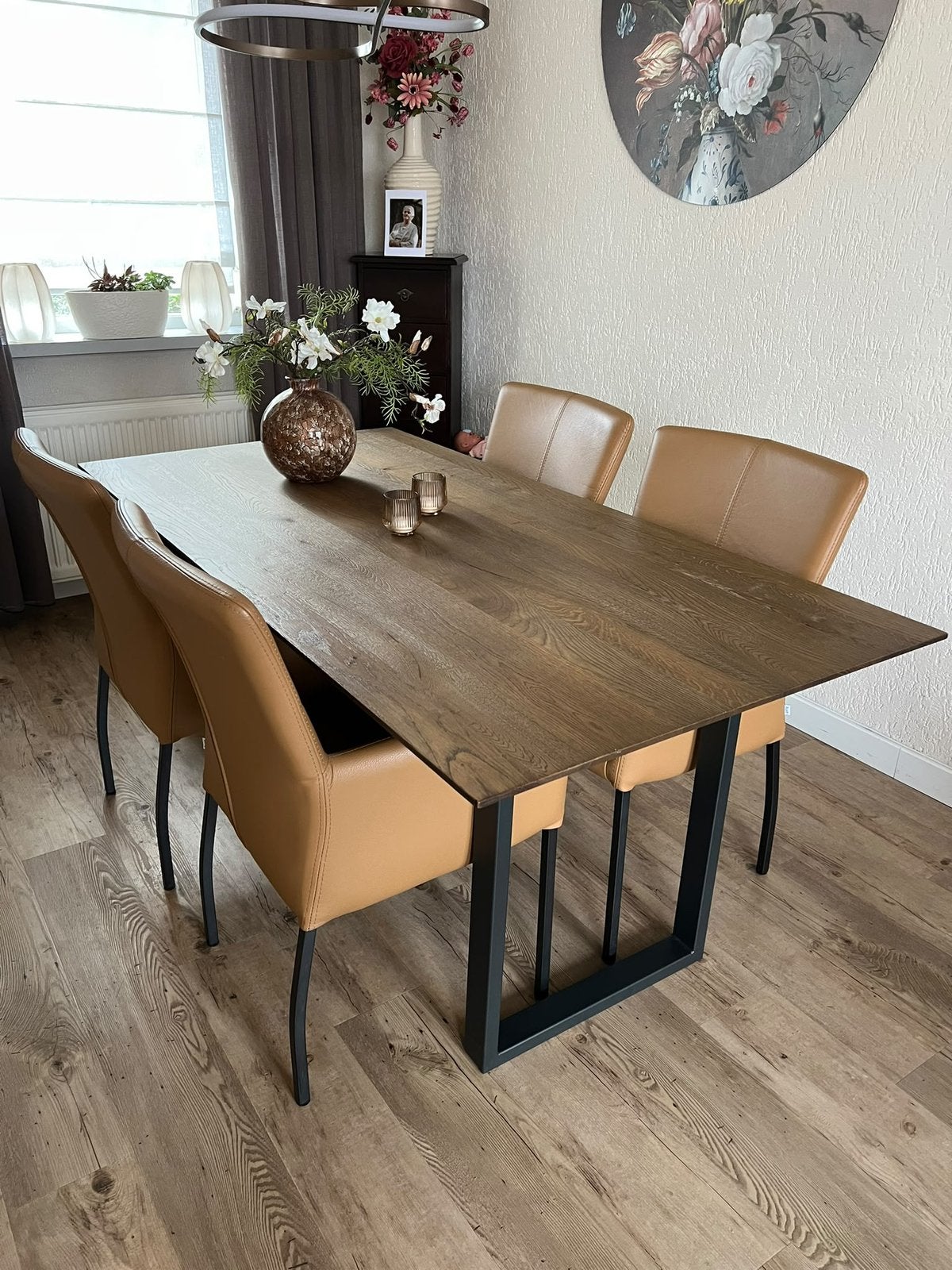 Tafel en stoelen, Ophalen, Zo goed als nieuw, Rechthoekig, 150 tot 200 cm