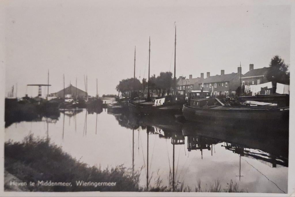 Fotokaart Wieringermeer - Haven te Middenmeer - 1949, Verzamelen, Ansichtkaarten | Nederland, Ophalen of Verzenden, 1940 tot 1960