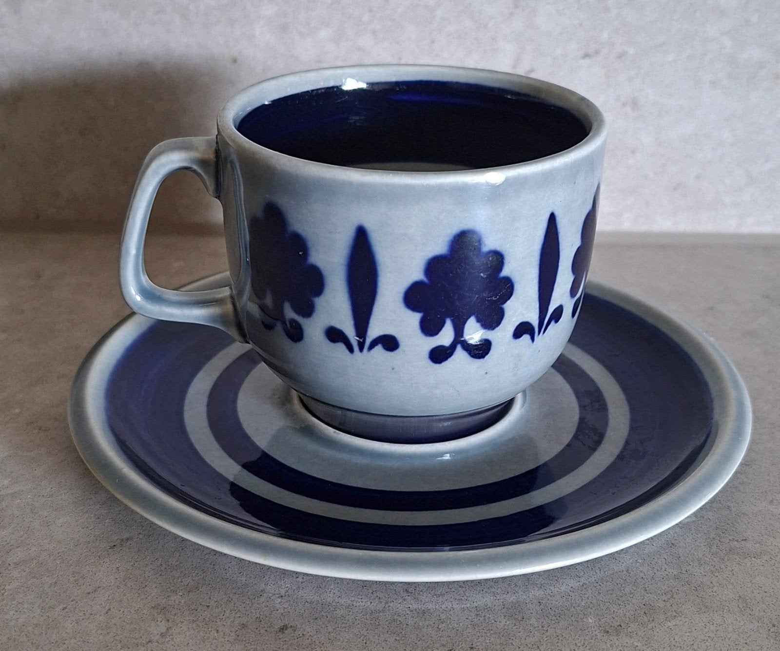Vintage Boch Belgium "Baltic" kop en schotel, Ophalen of Verzenden