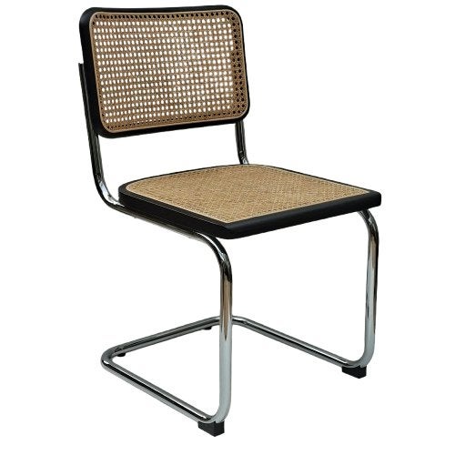 12x Thonet stijl Cesca Breuer buisframe stoel rotan webbing, Hout, Zwart, Bauhaus Japandi Scandinavisch vintage design, Nieuw