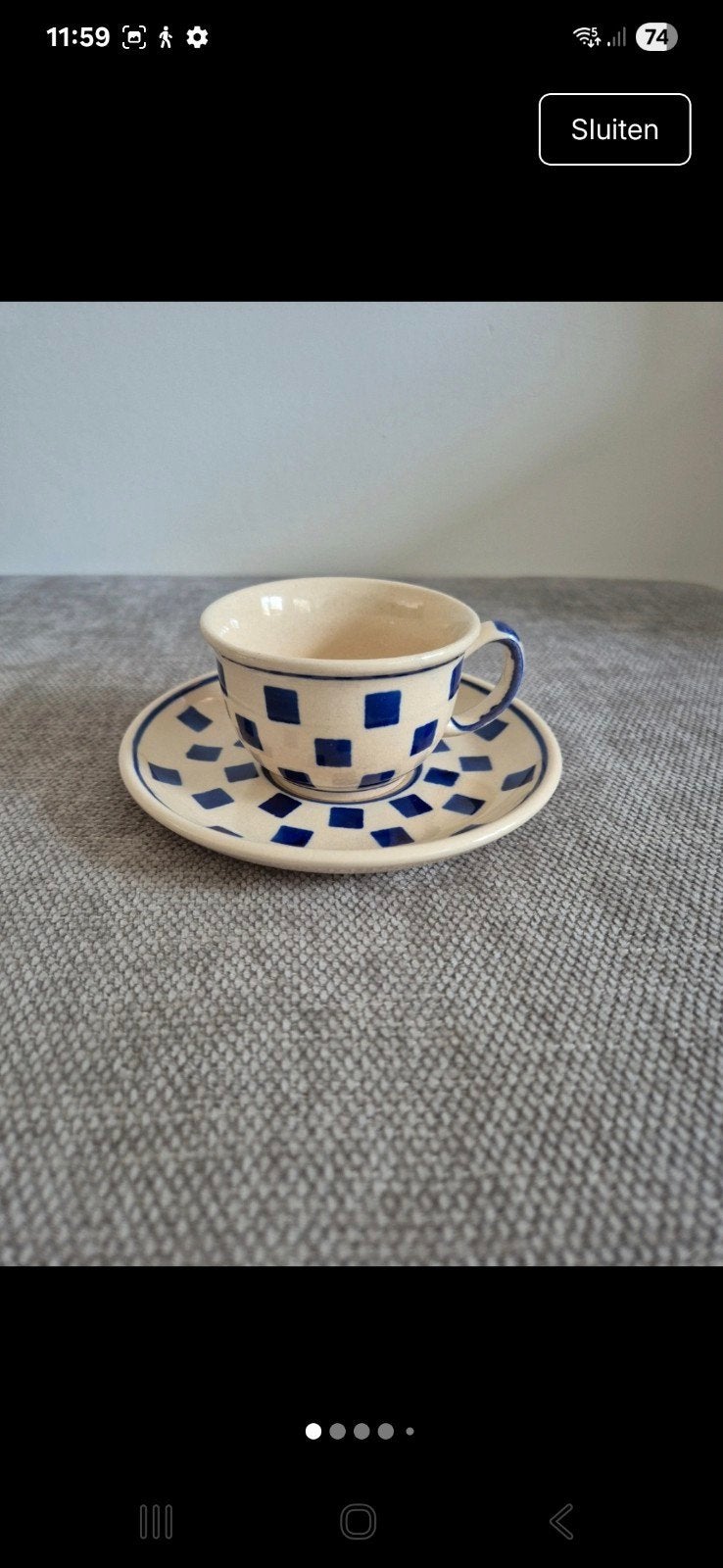Oude Boleslawiec kopje met schale, Antiek en Kunst, Antiek | Servies los, Ophalen of Verzenden