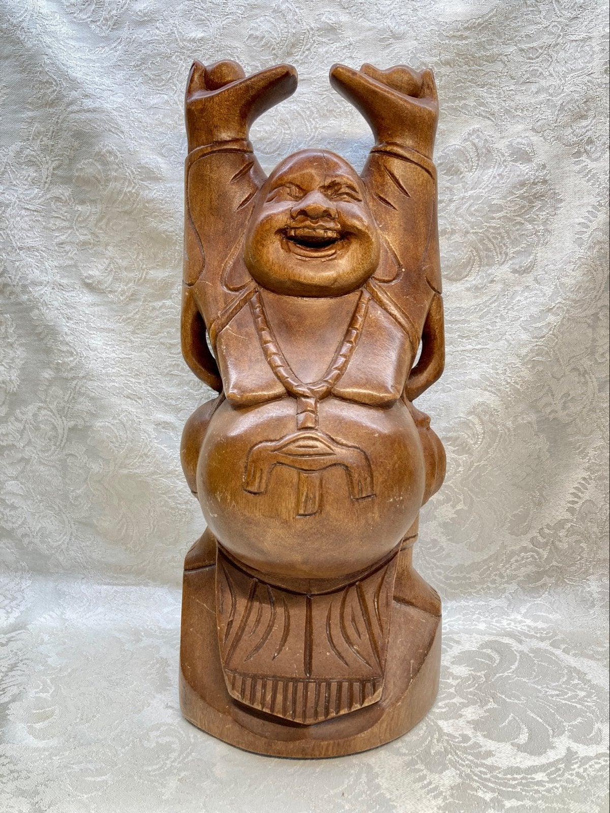 Houten Boeddha Beeld - Lachende Boeddha, Antiek en Kunst, Ophalen of Verzenden, Handgemaakt, 20 - 50 cm, Beeld