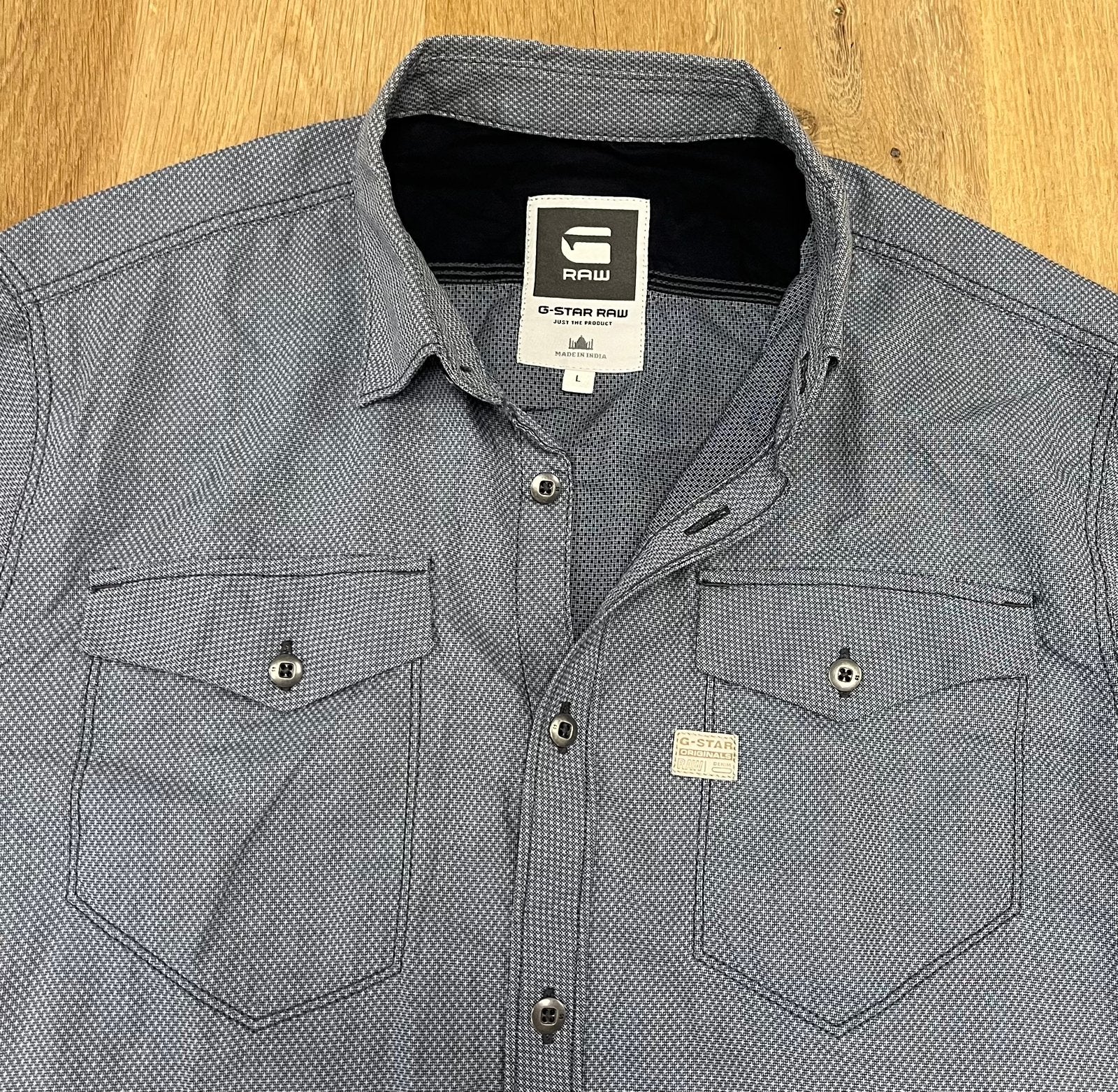G-Star Raw Tacoma shirt overhemd - Maat L, Ophalen of Verzenden, Zo goed als nieuw, Blauw, Halswijdte 41/42 (L)