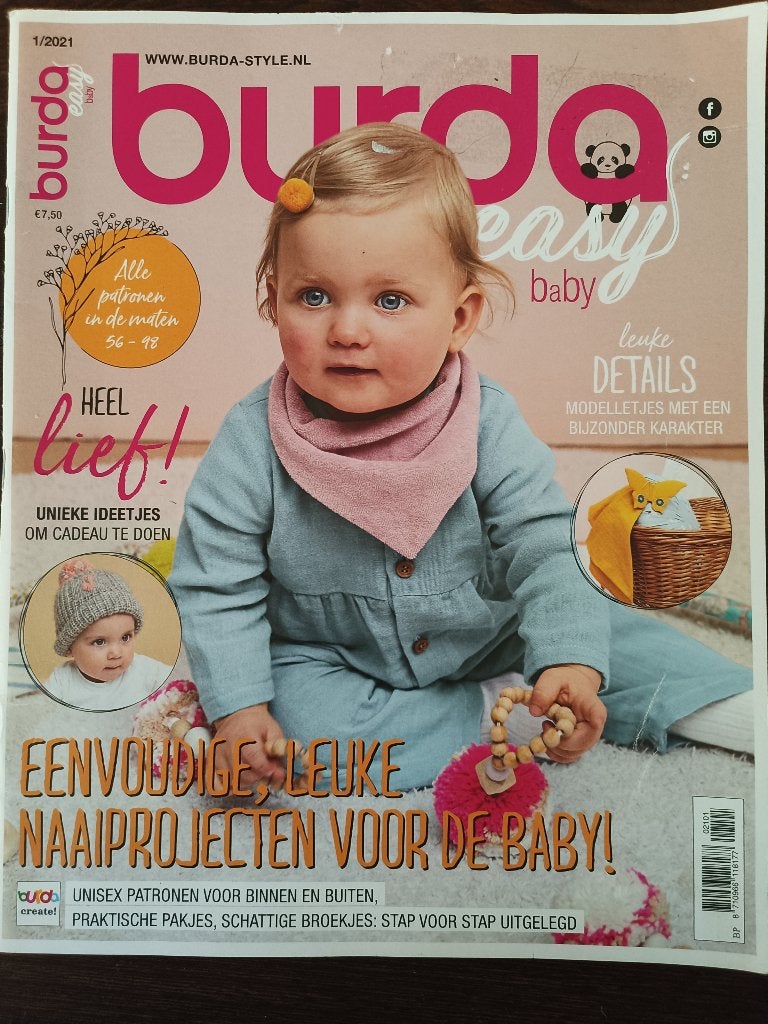 Burda Easy Baby 1/2021  Naaipatronen voor babykleding, Overige typen, Kind, Zo goed als nieuw, Burda