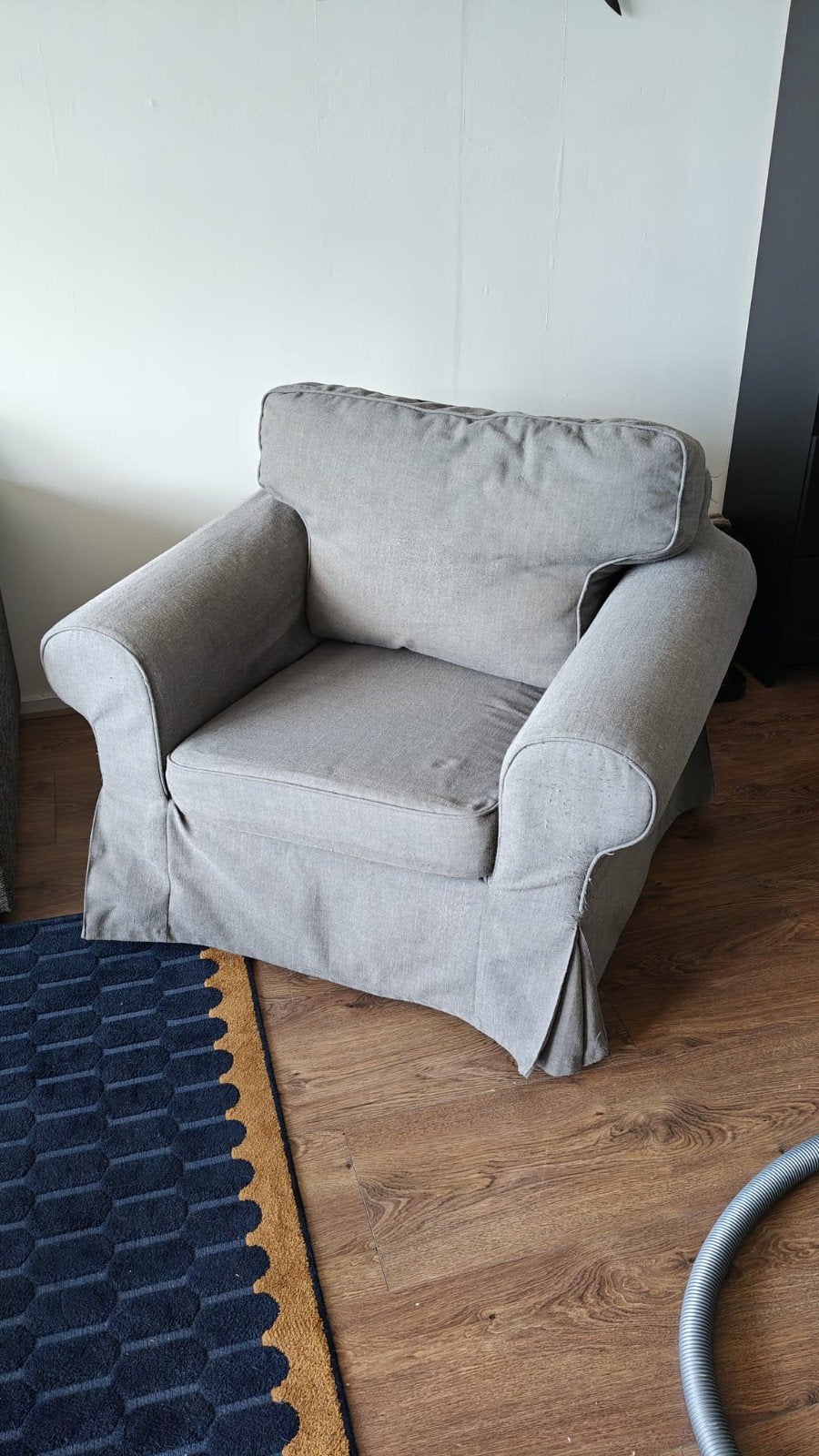 IKEA Ektorp fauteuil met grijze wasbare hoes, Ophalen, Gebruikt, Klassiek, Comfortabel, 75 tot 100 cm