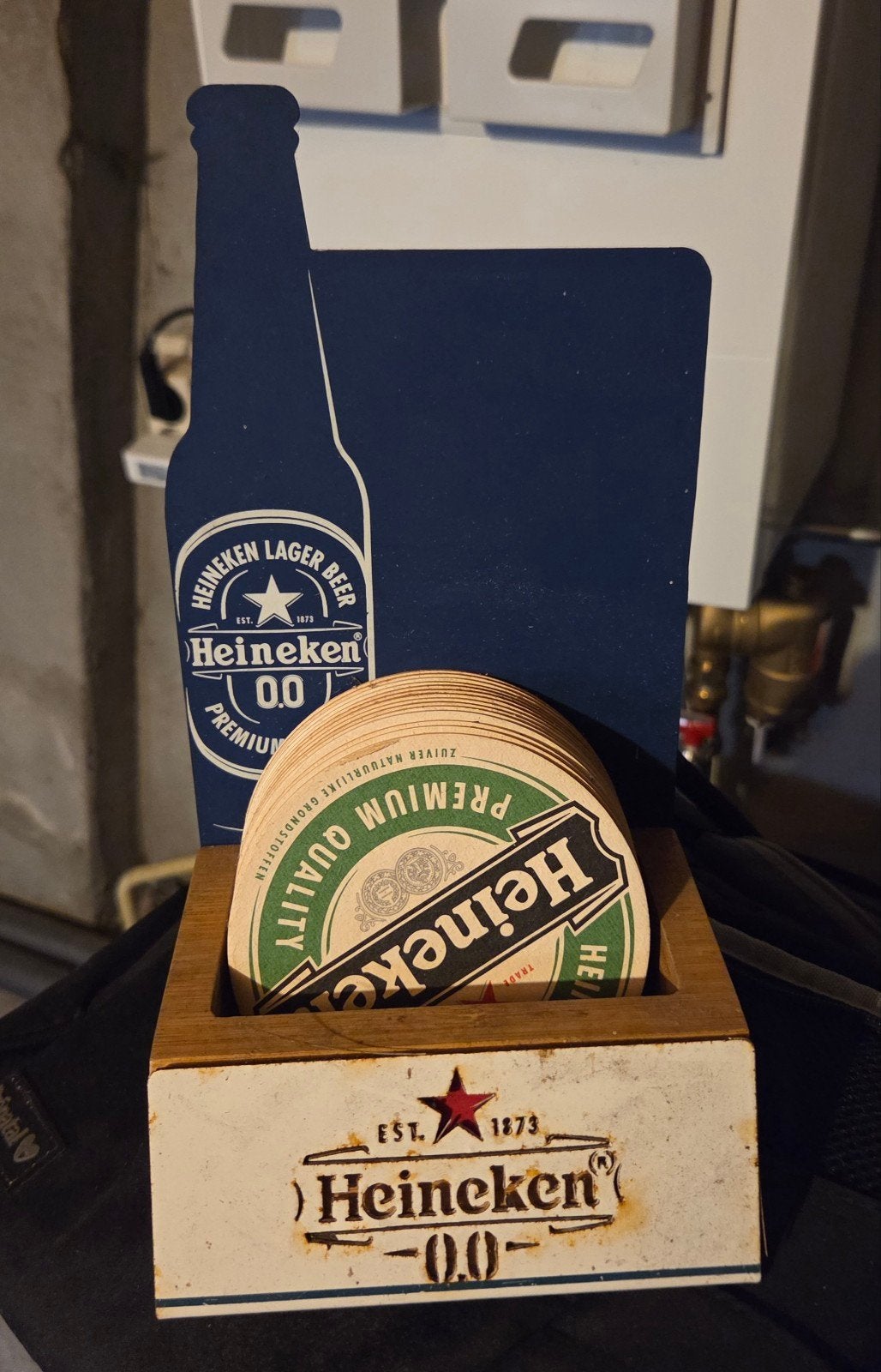 Heineken 0.0 Bier Viltjes met Houder en Display, Verzamelen, Ophalen