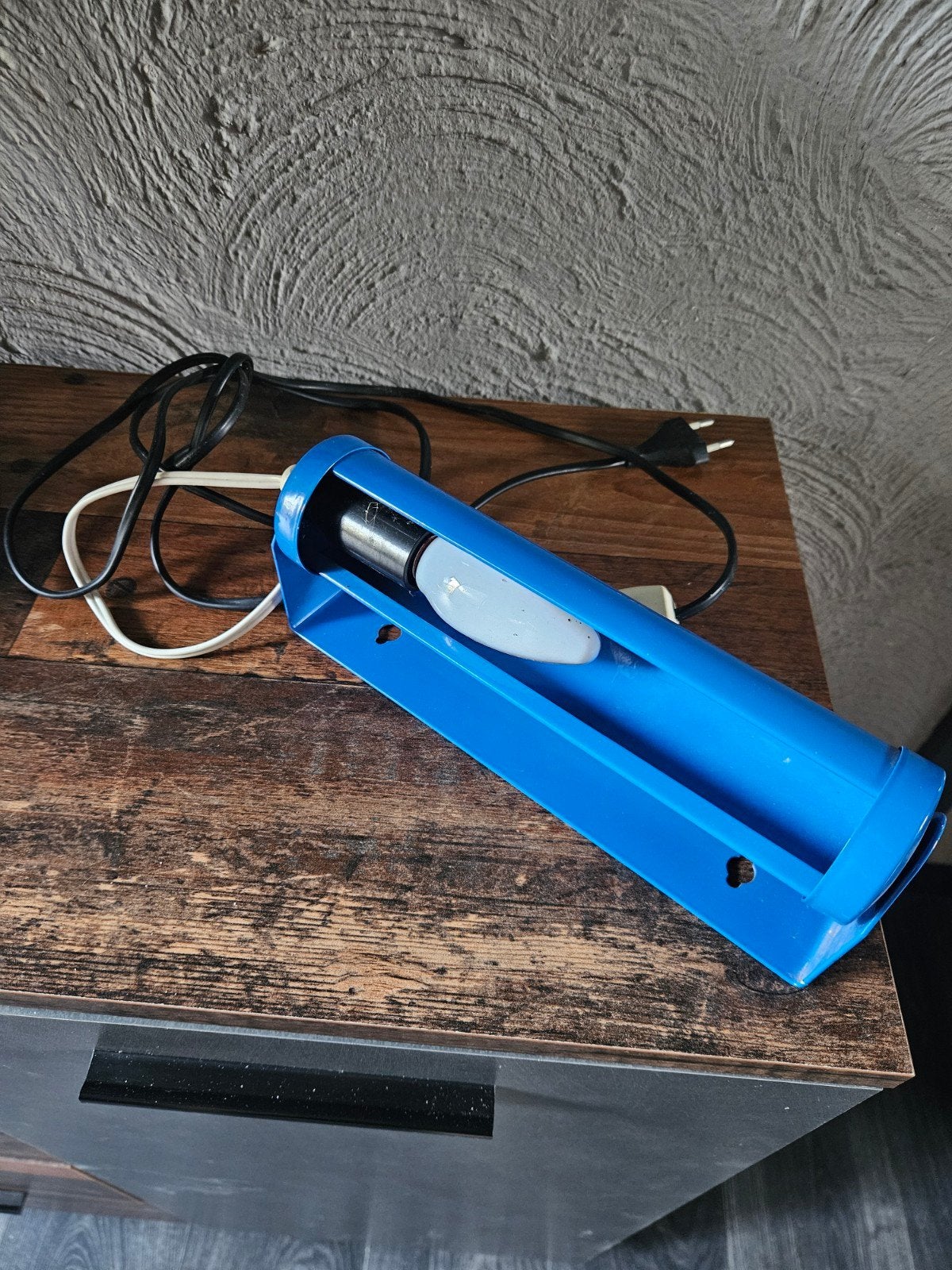 Vintage blauwe wandlamp/bedlampje met schakelaar, Ophalen of Verzenden
