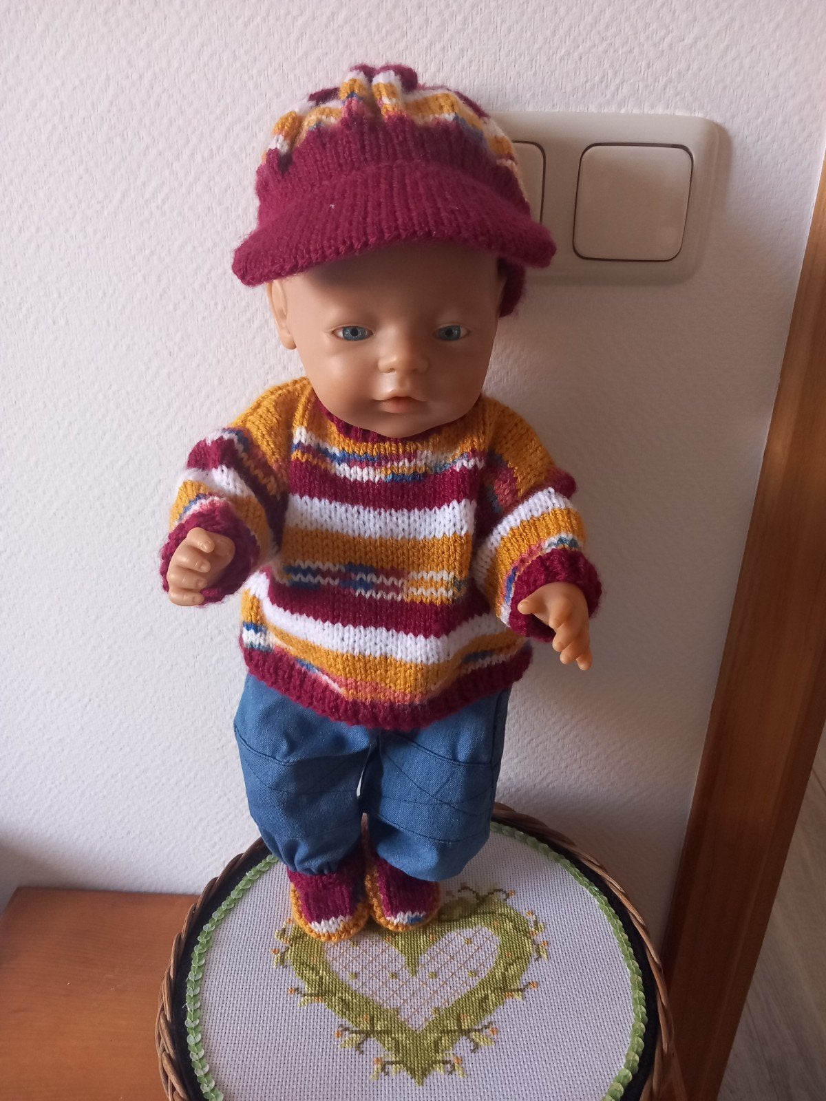 Zelfgemaakte poppenkleertjes voor pop 43 cm 4 delig., Kinderen en Baby's, Ophalen of Verzenden, Nieuw, Babypop