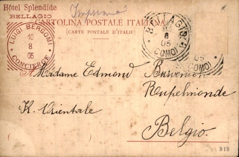 Oude ansichtkaart Bellagio dal Lago 1905, Postzegels en Munten, Ophalen of Verzenden, Briefkaart