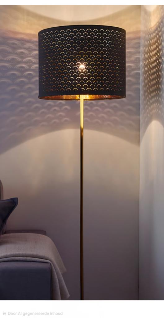IKEA NYMÖ lampenkap zwart/messingkleur – 44 cm, 25 tot 50 cm, Zwart, Rond, Ophalen of Verzenden