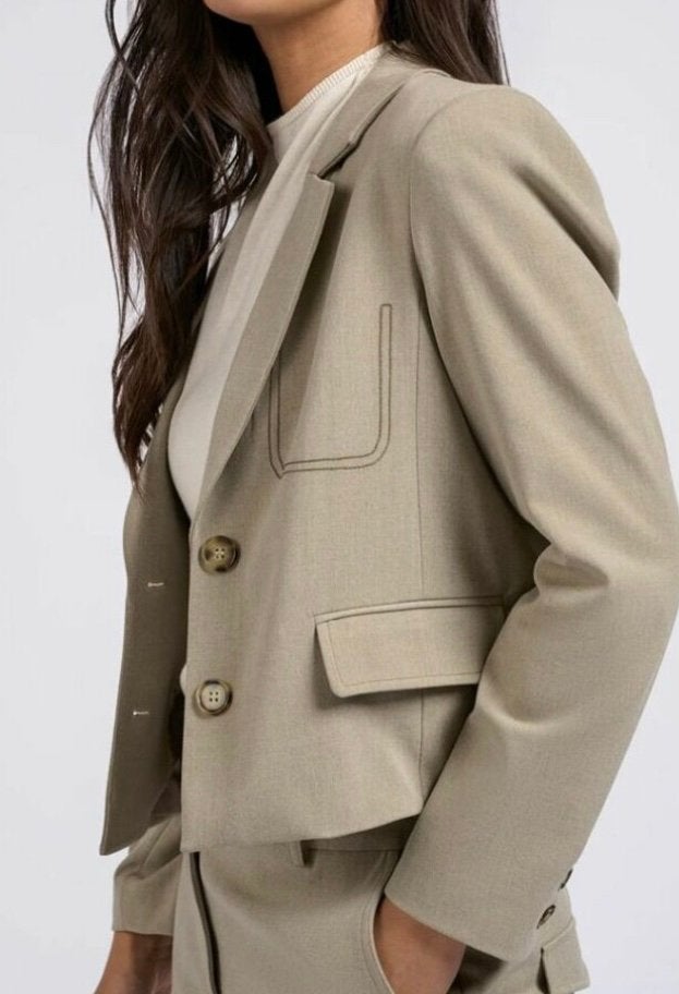 Yaya korte blazer jasje grijs/groen 40, Maat 38/40 (M), Verzenden, Zo goed als nieuw, Jasje