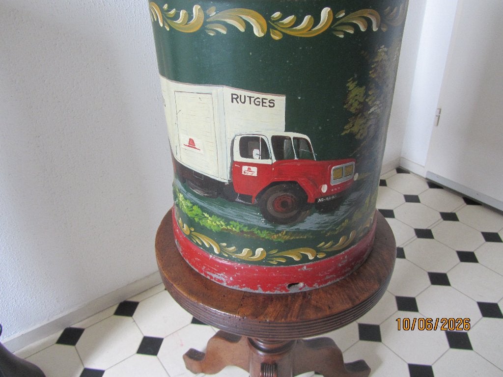 Decoratieve melkbus met handgeschilderde vrachtwagen, Ophalen, Gebruikt