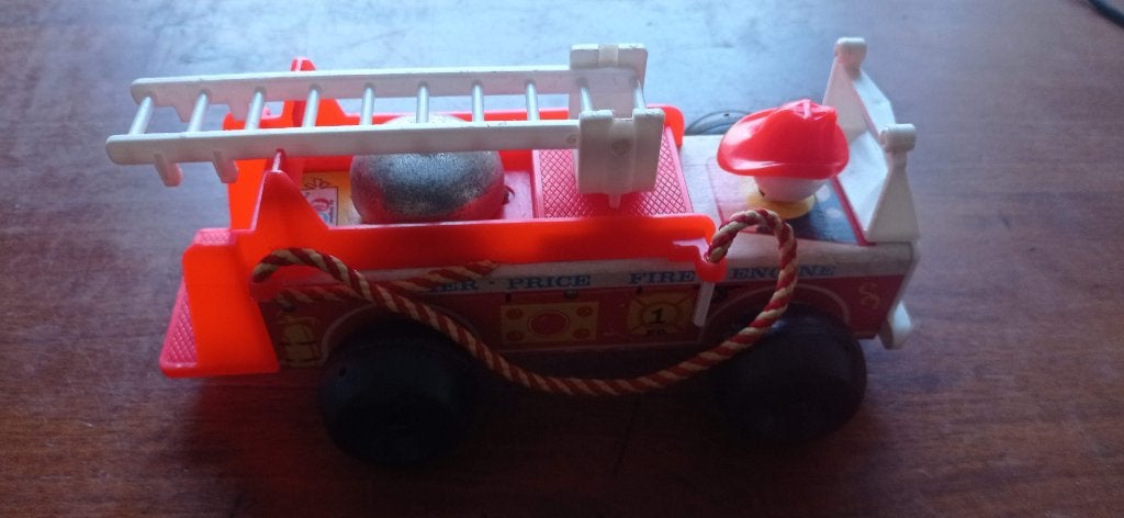 fisher price brandweer auto vintage speelgoed 1969 !!, Ophalen of Verzenden, Gebruikt, Auto of Voertuig, Met geluid