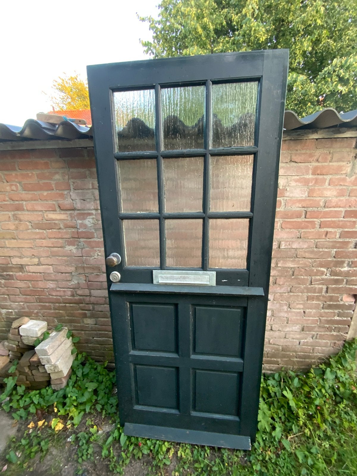 Buitendeur met glaspanelen en brievenbus, Gebruikt, 80 tot 100 cm, Ophalen of Verzenden, Buitendeur