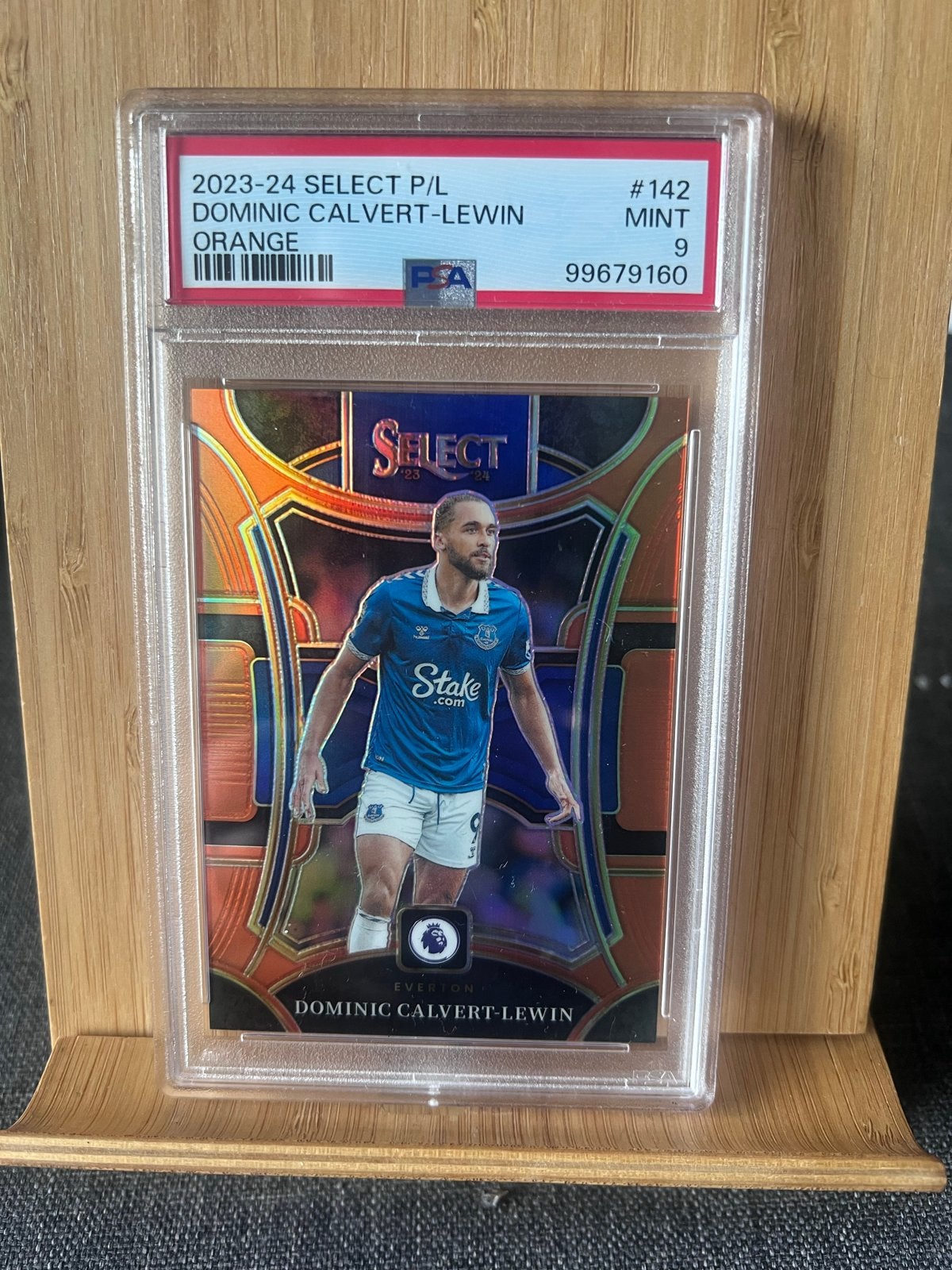 Dominic Calvert-Lewin PSA 9 Orange Prizm Select 2023-24, Ophalen of Verzenden, Zo goed als nieuw, Buitenlandse clubs, Spelerskaart