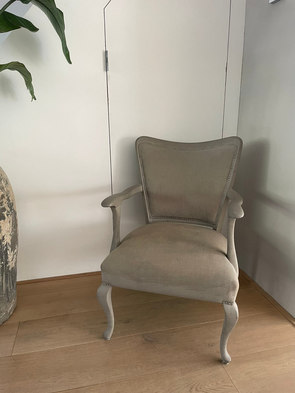 Brocante Queen Ann stoel - opknapper, Huis en Inrichting, Ophalen, 75 tot 100 cm, Zo goed als nieuw, Stof