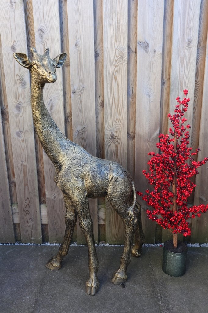 Giraf beeld goud 120 cm | tuinbeeld & woondecoratie, Dierenbeeld, Kunststof, -, -