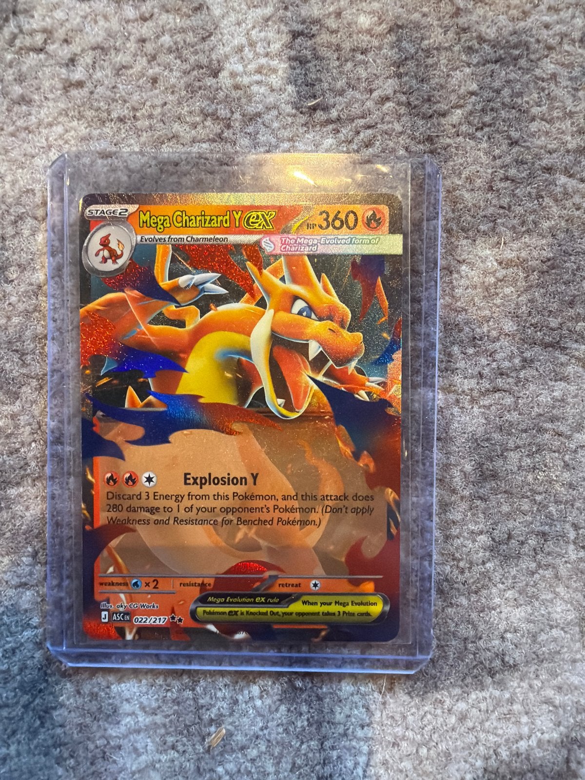 Mega Charizard Y EX 022/217 Pokémon Kaart, Ophalen, Zo goed als nieuw, Losse kaart, Foil