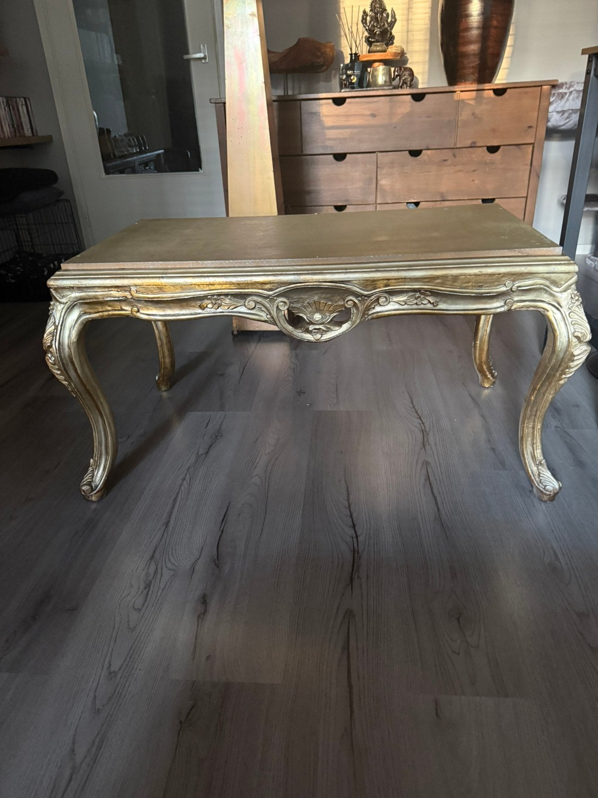 Gouden Baroq Stijl Tafel, Huis en Inrichting, Ophalen, Gebruikt, Barok, 100 tot 150 cm