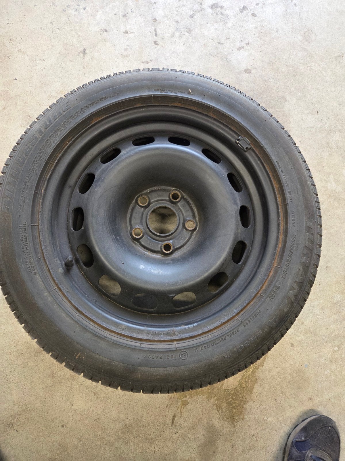 Stalenvelg 5x112 met band, reservewiel 205/55R16, Ophalen, Gebruikt