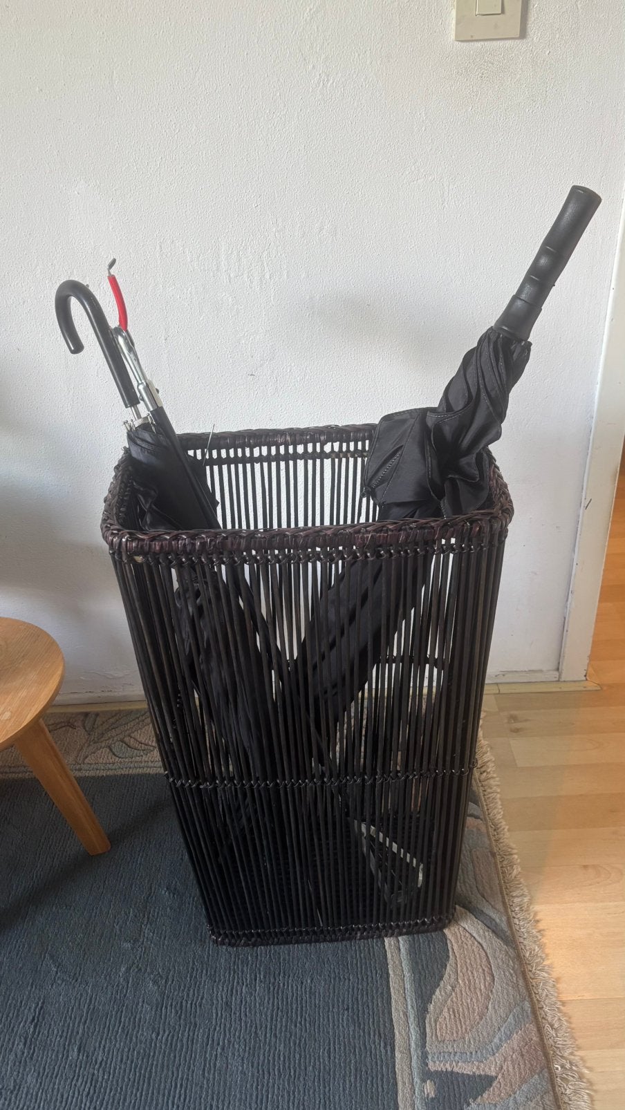 Paraplubak parapluhouder bamboe hout riet rotan yapandi, Ophalen, Zo goed als nieuw, Hout