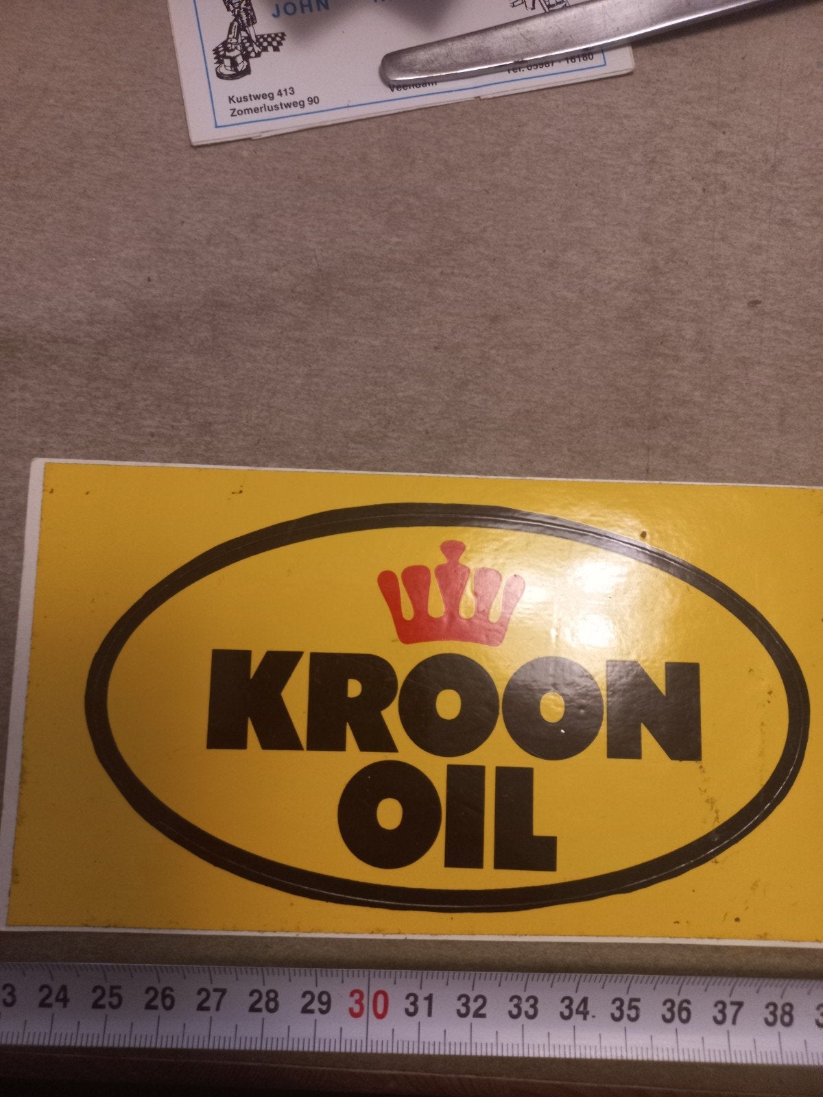 Vintage Kroon Oil Reclamesticker - Olie Maatschappij, Verzamelen, Ophalen of Verzenden, Gebruikt