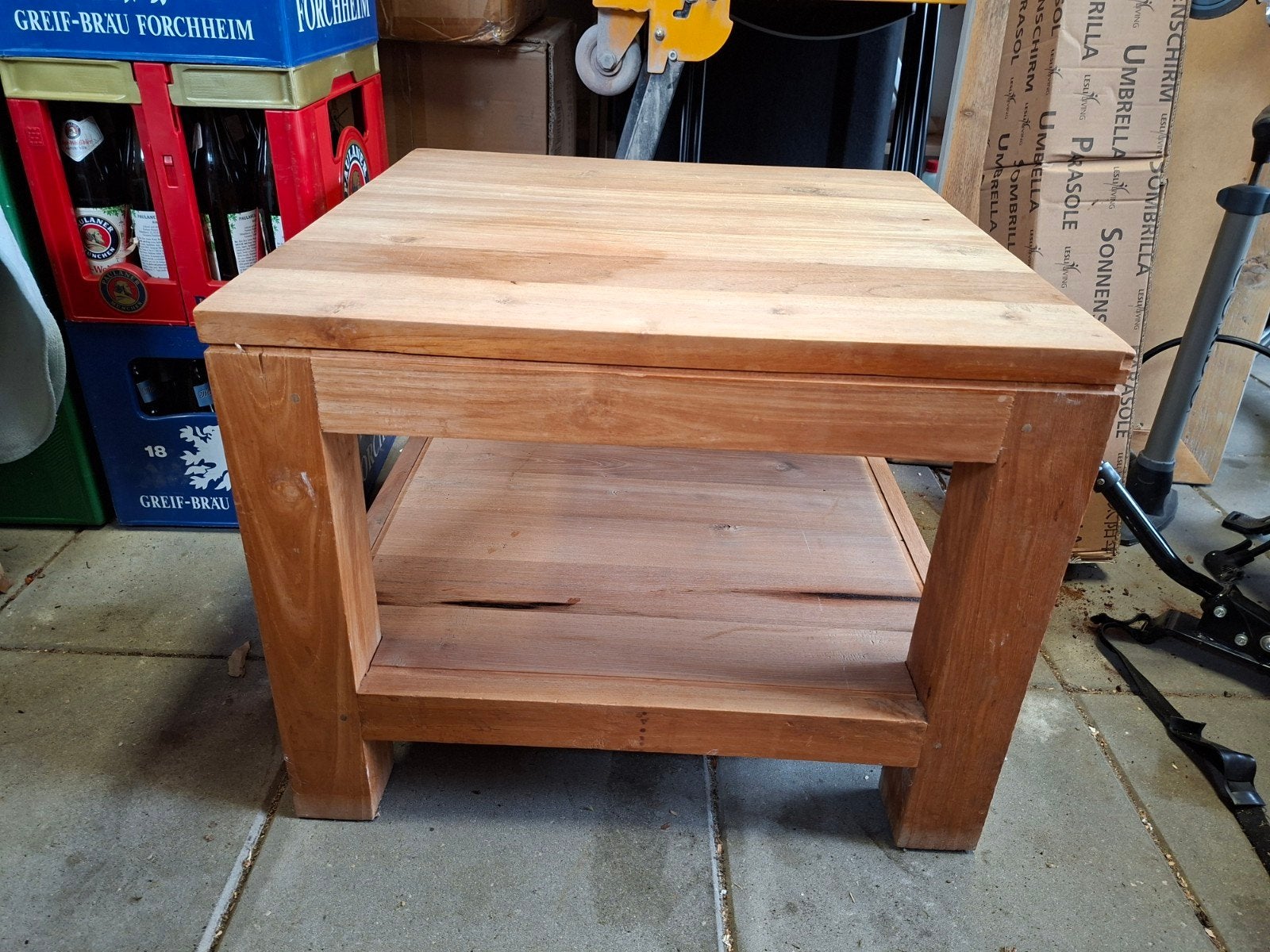 Teak salontafel 60x60x47cm, Ophalen, Gebruikt, 50 tot 100 cm, 50 tot 100 cm