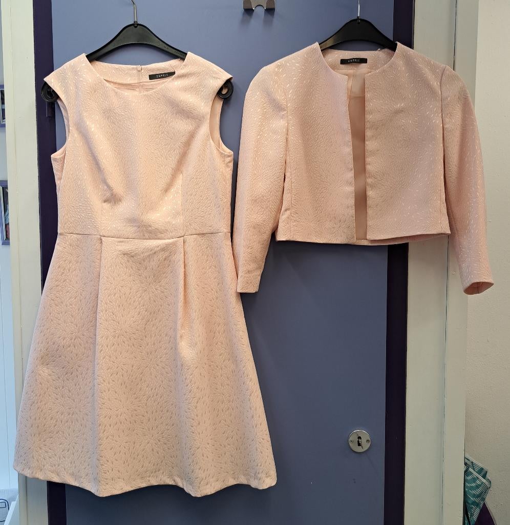 Esprit set: Jurk + bolero blazer nude roze patroon 36 41805