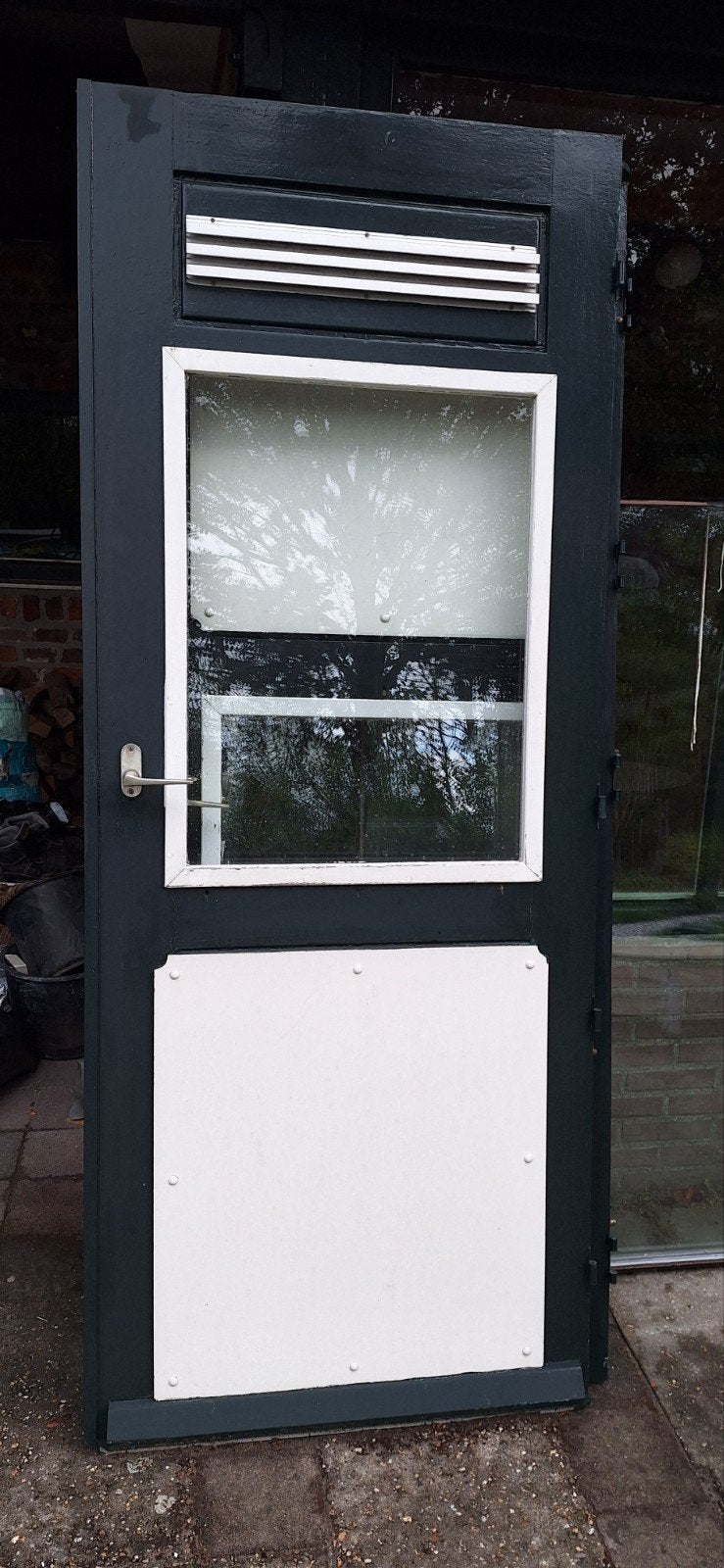 hardhouten buitendeuren, Ophalen, Gebruikt, 200 tot 215 cm, Glas