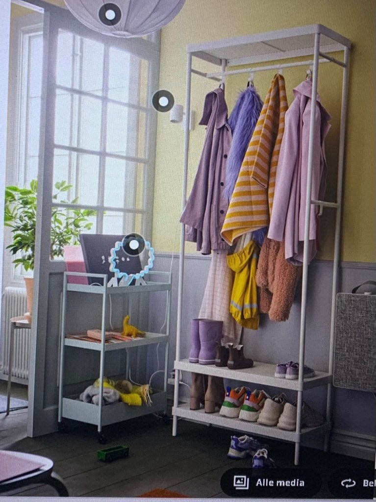 Ikea MACKAPÄR Kapstok met schoenenopberger, wit/76x30x192 cm, Wandkapstok, Ophalen of Verzenden, Zo goed als nieuw, Metaal