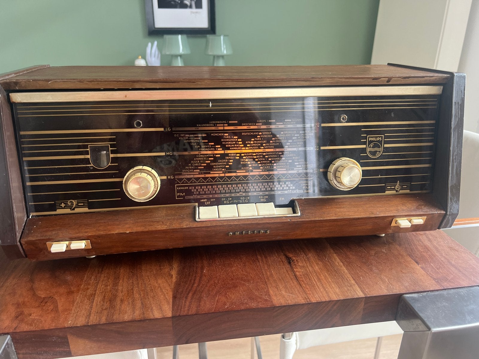 Vintage Philips buizenradio B4X23A/01, Ophalen of Verzenden, Gebruikt, Radio