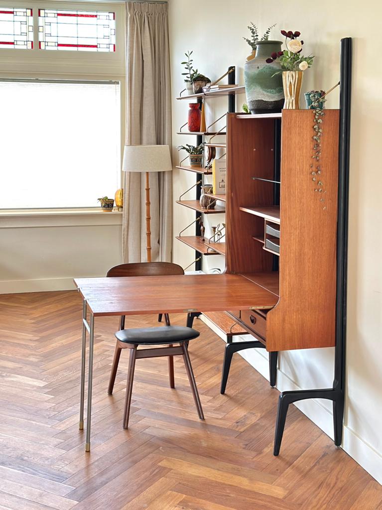 Vintage wandmeubel Webe Louis van Teeffelen teak jaren 50/60, Ophalen, 250 tot 300 cm, Gebruikt, Teakhout