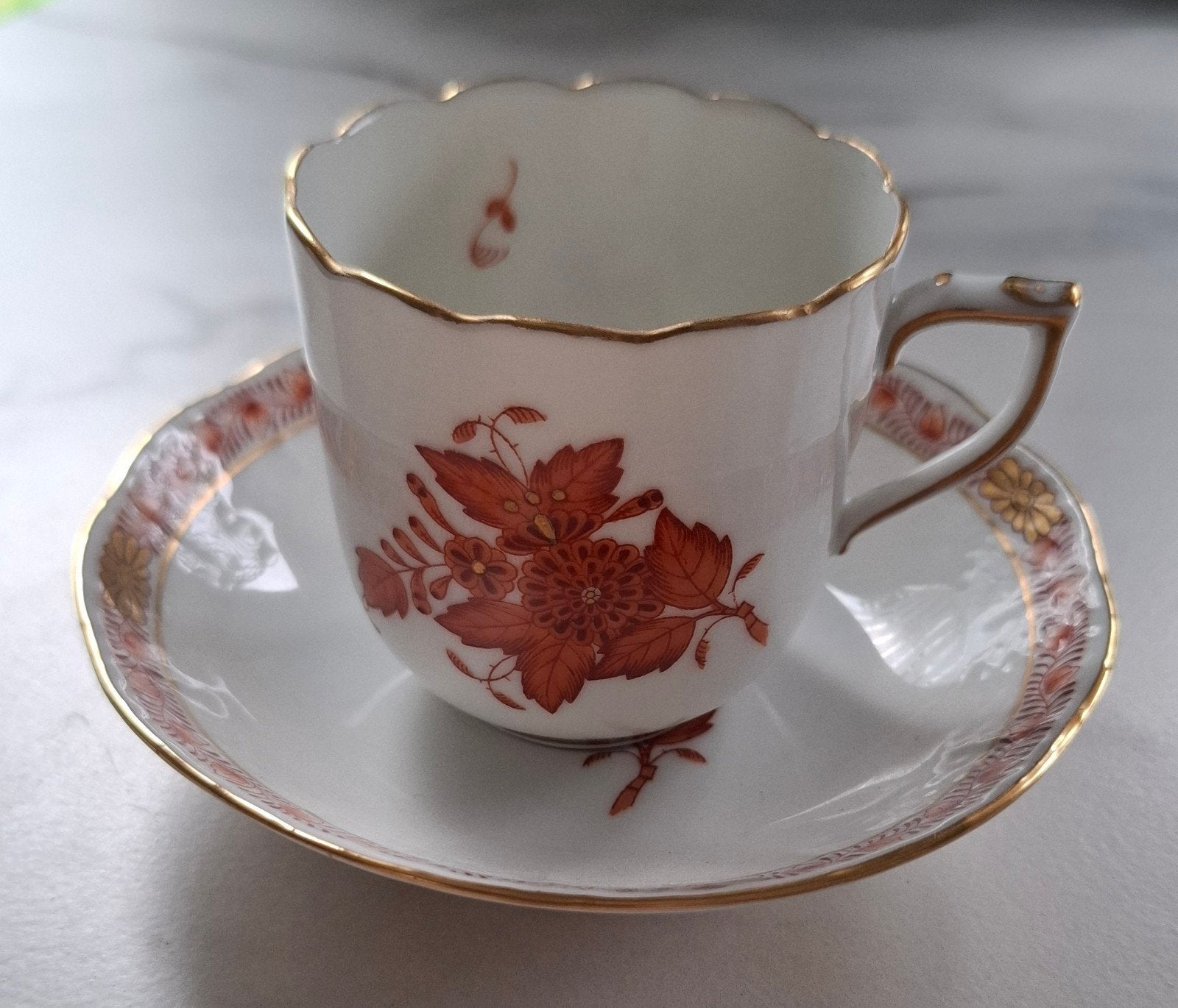 Herend Hungary kop en schotel Apponyi orange, onbeschadigd, Ophalen of Verzenden