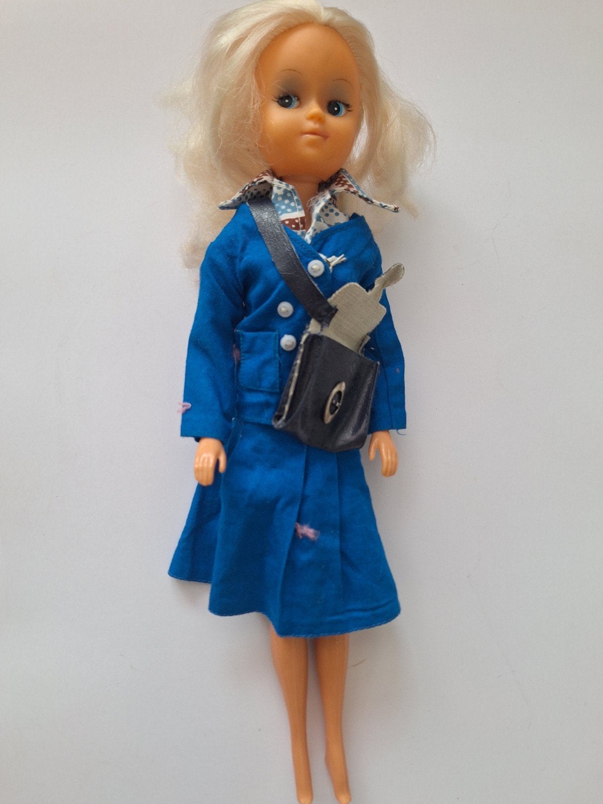Vintage pop met blauw pakje en tasje, Ophalen of Verzenden, Gebruikt, Overige typen