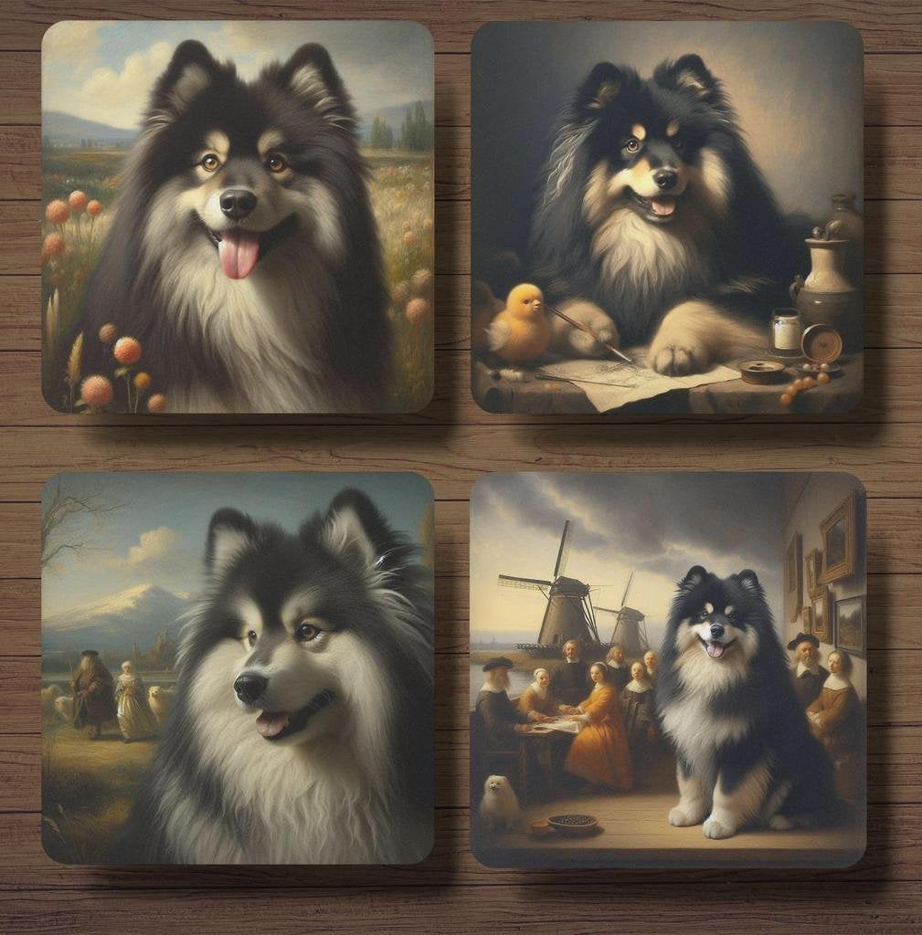 Finse Lappenhond Rembrandt stijl onderzetters met houder, Ophalen of Verzenden, Nieuw