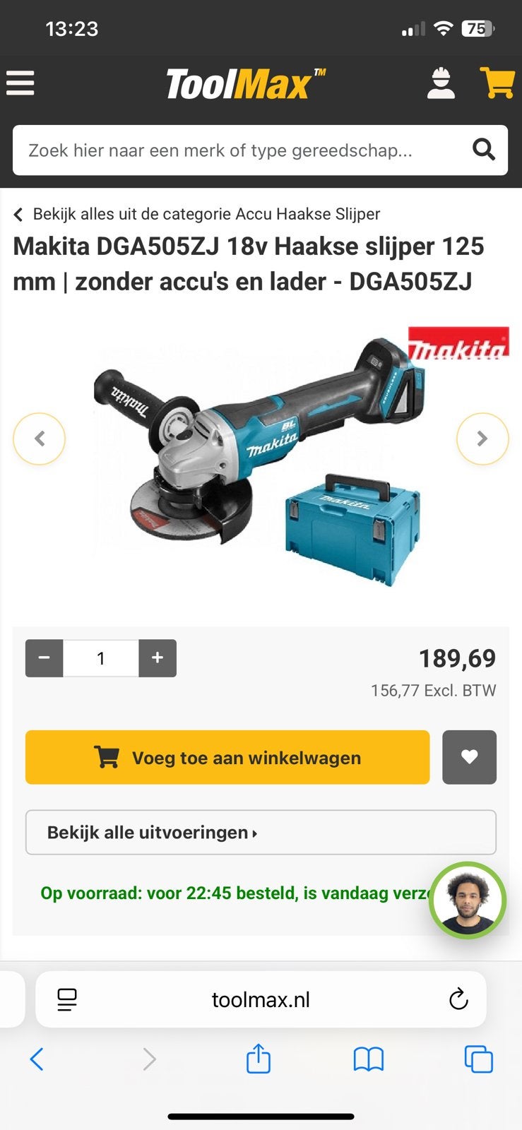 MAKITA DGA505ZJ, in m box, Ophalen of Verzenden, Nieuw, 1000 watt of meer, Haakse handslijpmachine