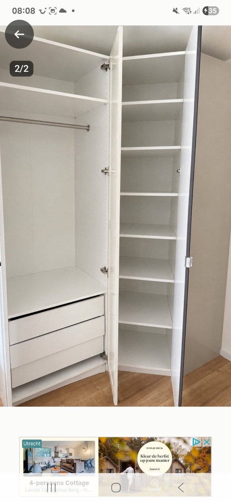 hoekkast 237 cm, Gebruikt, 200 cm of meer, 25 tot 50 cm, 50 tot 100 cm