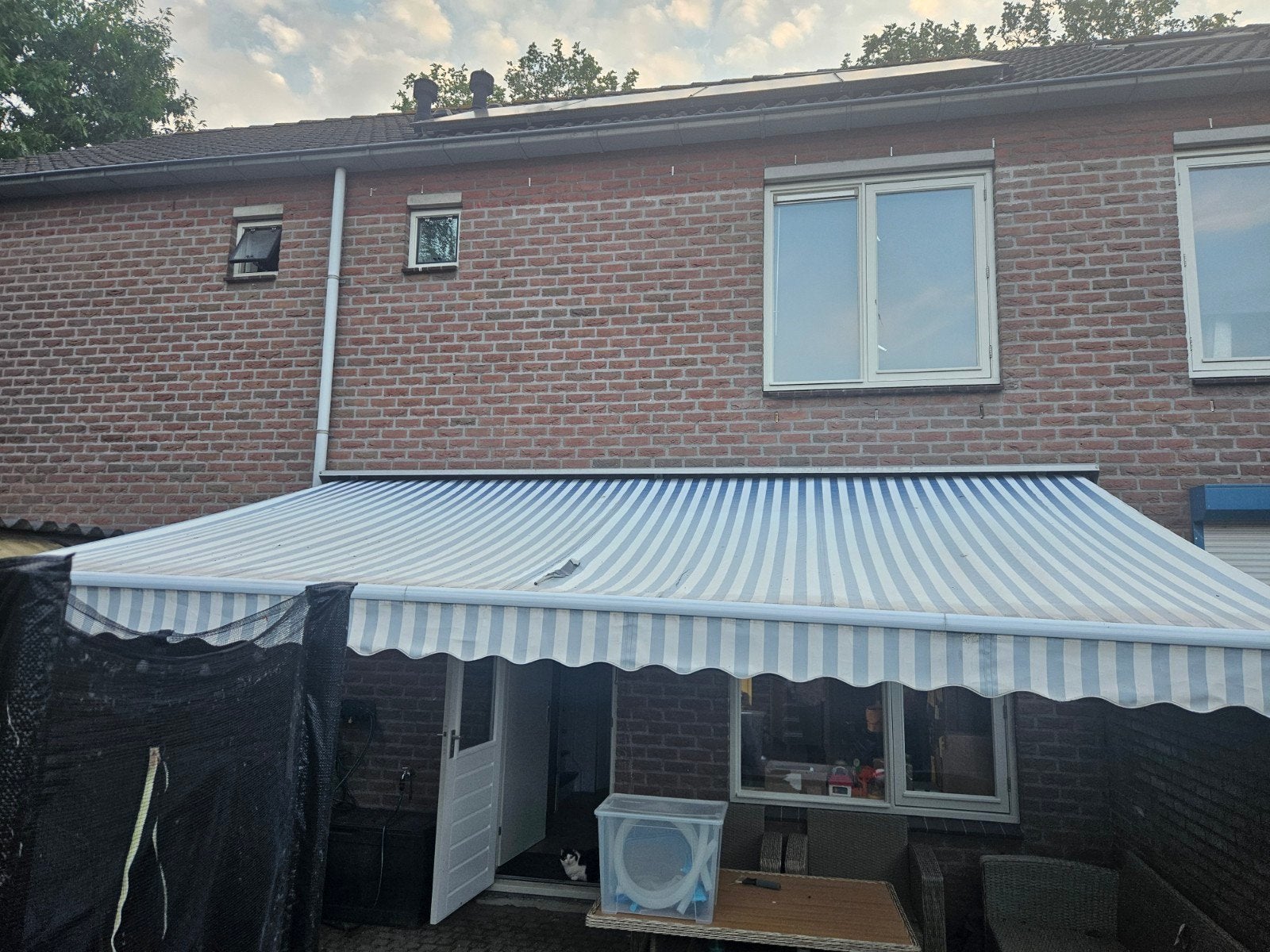 Elektrisch zonnescherm met nieuw doek, Ophalen, Gebruikt, 450 cm of meer, Elektrisch