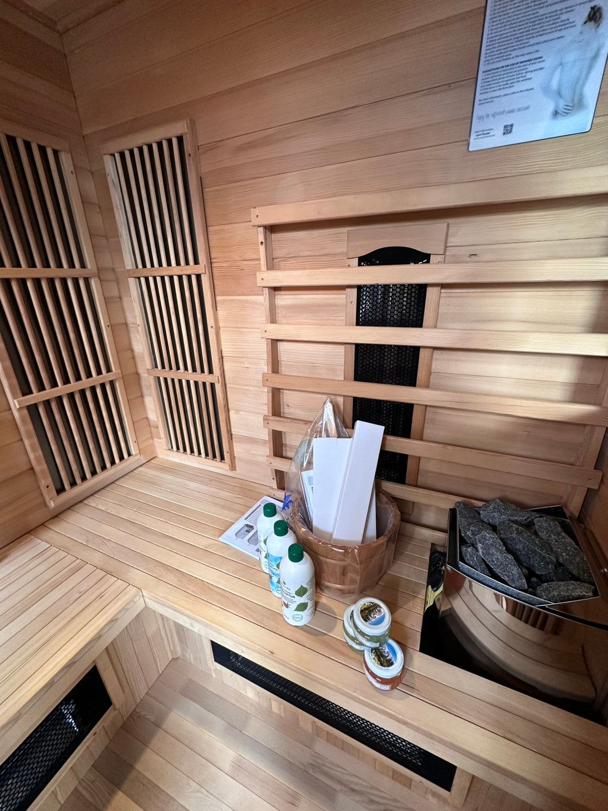 COMBI SAUNA INFRAROOD MET OPGIETKACHEL GRATIS BEZORGD! 🚚, Ophalen of Verzenden, Zo goed als nieuw, Fins of Traditioneel, Complete sauna