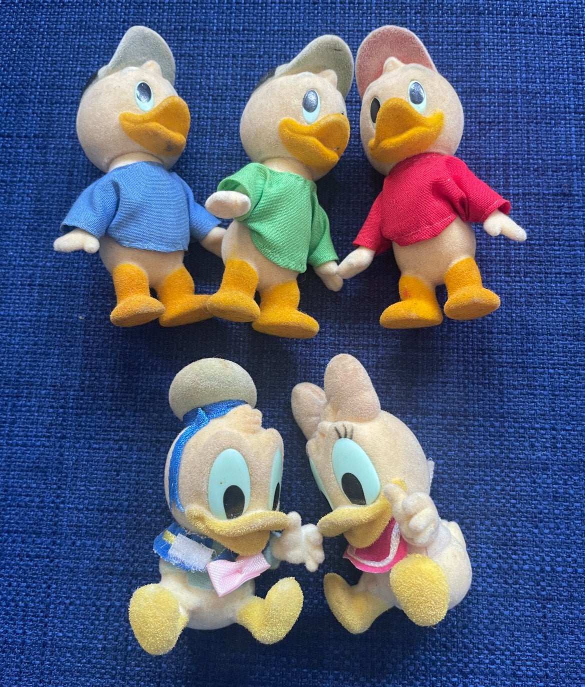 Vintage gevlokte Disney figuurtjes jaren 80 kwik kwek kwak, Ophalen of Verzenden, Gebruikt