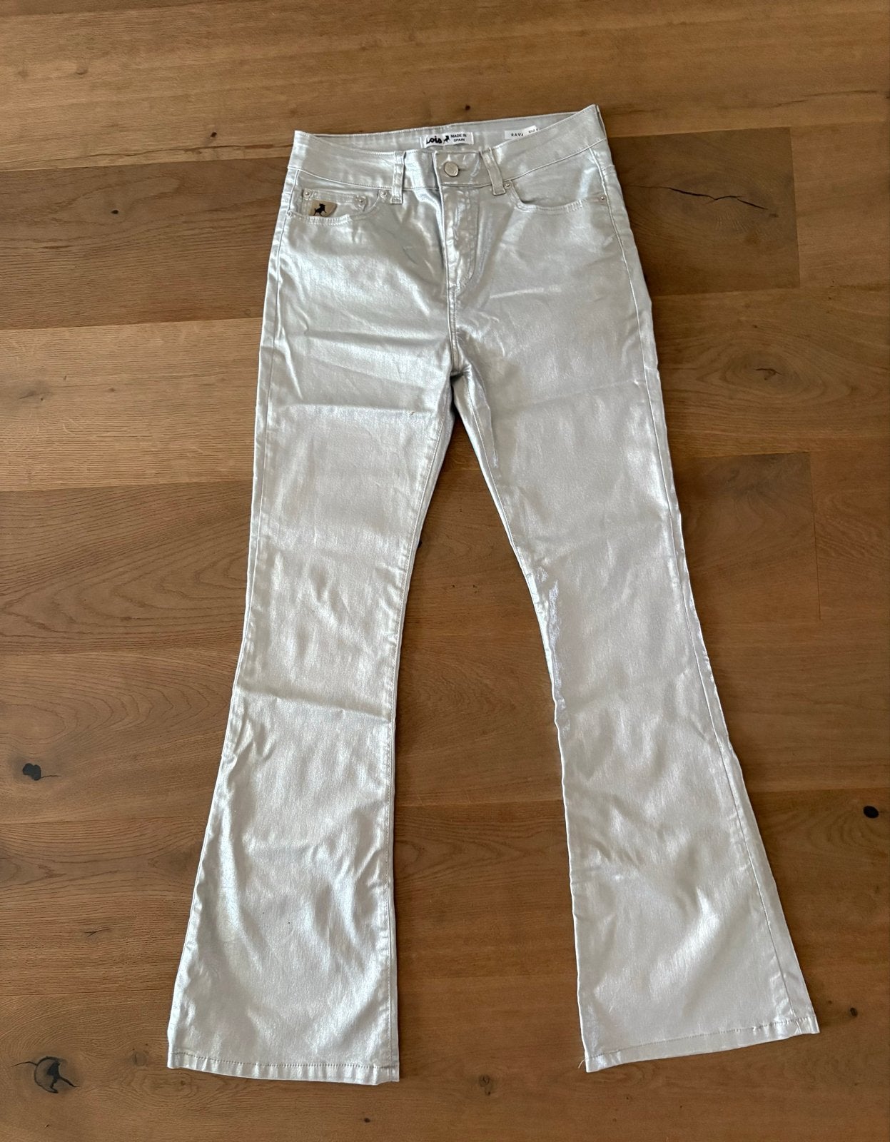 Lois Raval High Rise Flare Jeans Zilver - Maat 28/32, Nieuw, Ophalen of Verzenden, Maat 36 (S), Lang