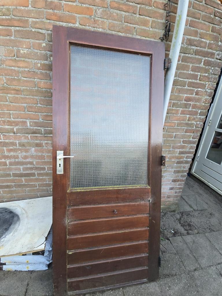 Hardhouten (schuur)deur, Doe-het-zelf en Verbouw, Deuren en Horren, Ophalen, Gebruikt, 80 tot 100 cm, Minder dan 200 cm