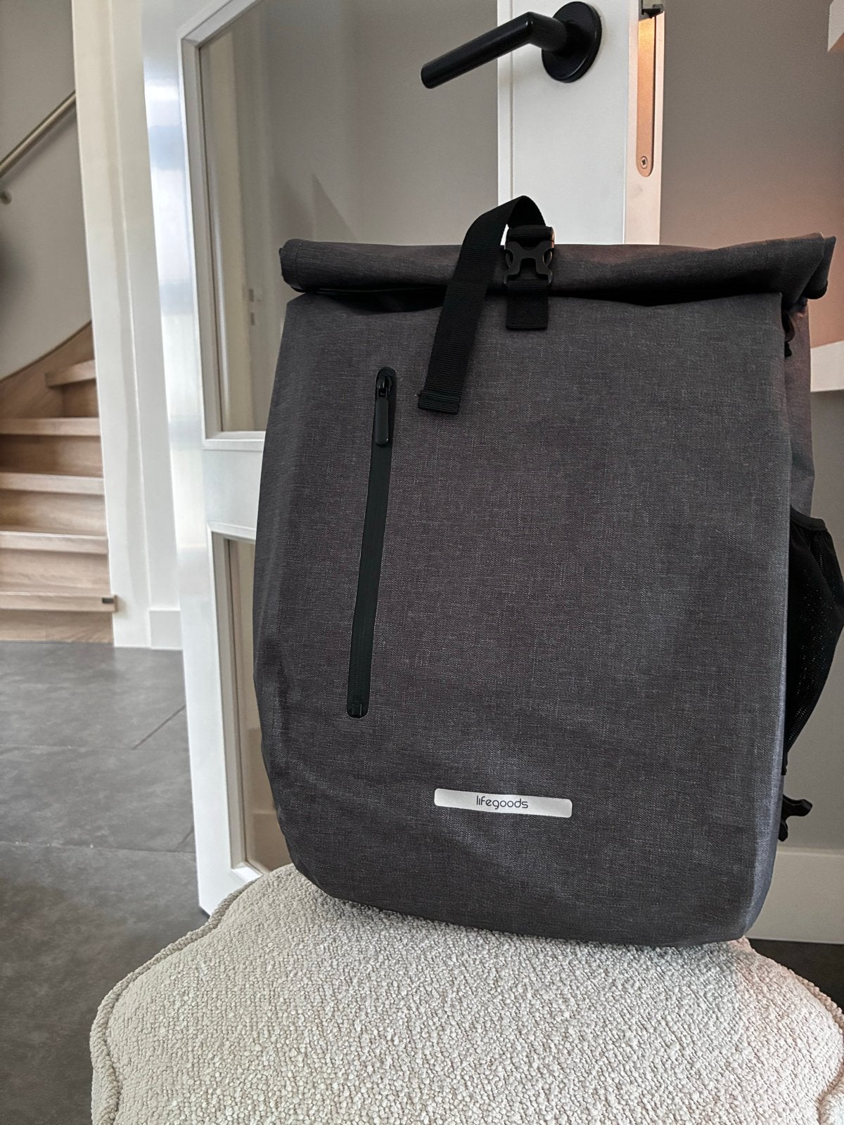 Lifegoods Waterdichte Rolltop Rugzak - Grijs, 25 tot 40 cm, Nieuw, Waterdicht, Ophalen