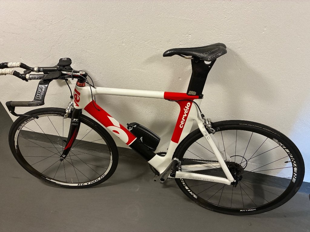 Cervélo Carbon Tijdritfiets met Hoge Velgen, Gebruikt, Velgrem, Meer dan 20 versnellingen, 53 tot 57 cm