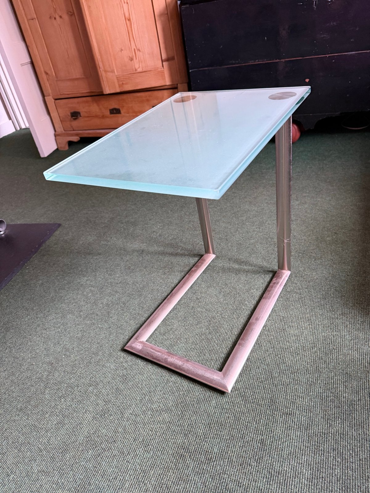 Glazen bijzettafel 50x35x50 cm, Huis en Inrichting, Tafels | Bijzettafels, Minder dan 55 cm, Gebruikt, Glas, Rechthoekig