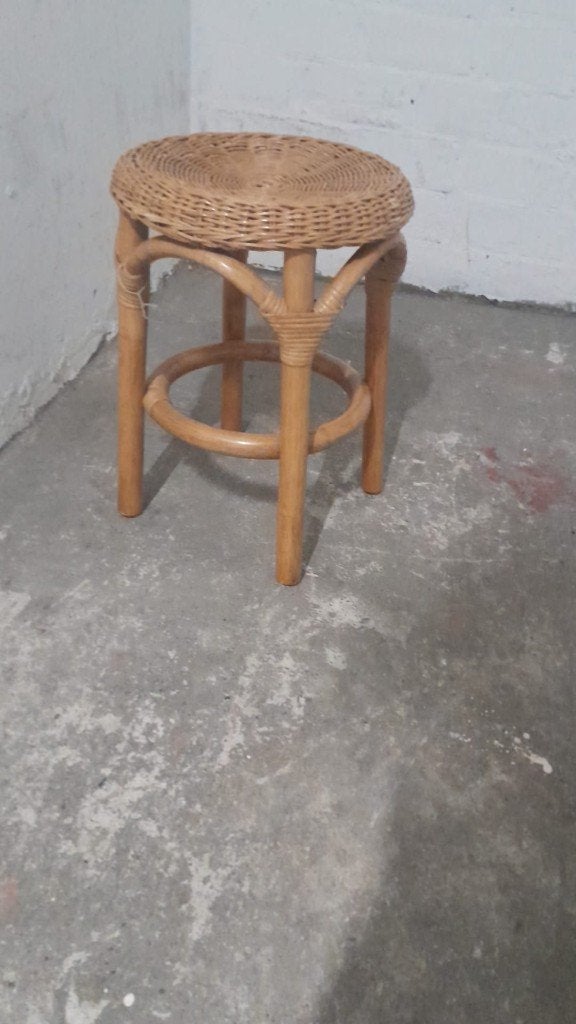 Rotan krukje - Vintage design, Ophalen, Gebruikt, Overige materialen